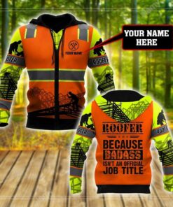 Personalized Premium Personalized Badass Roofer - 3D Printed Pullover Hoodie