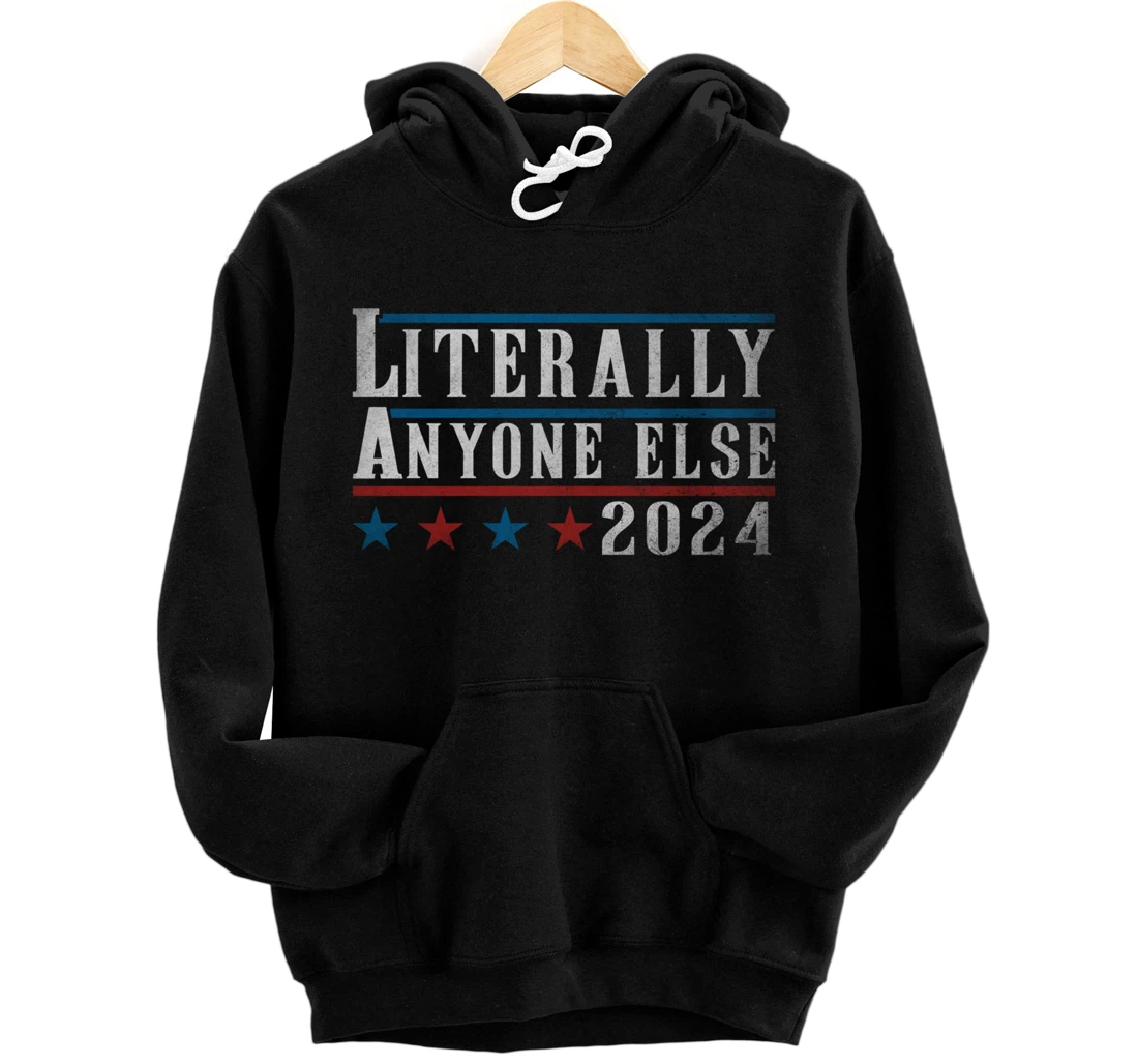 Personalized Retro Vintage US Flag Trump Felon Literally Anyone Else 2024 Pullover Hoodie