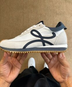 Loewe Flow Runner in nylon and suede White/Navy