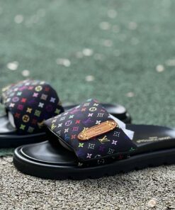 Louis Vuitton Pool Pillow Flat Mule Monogram Rainbow Black