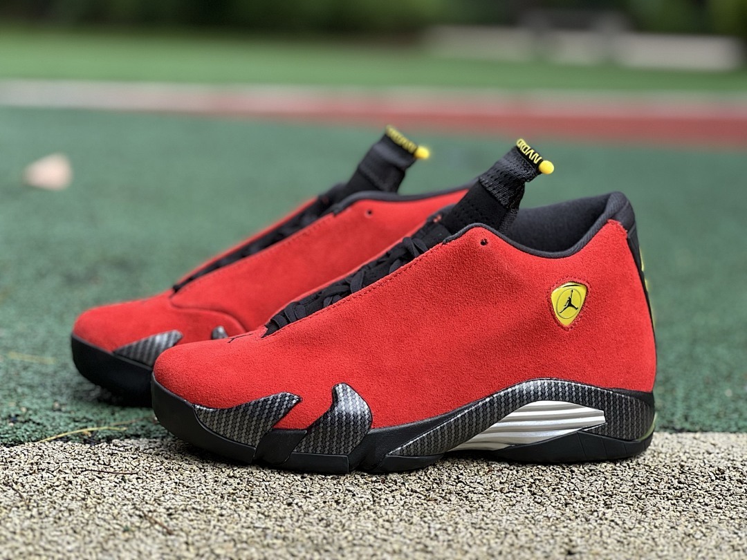 Air Jordan 14 Retro Ferrari Challenge Red Black Vibrant Yellow 654459-670
