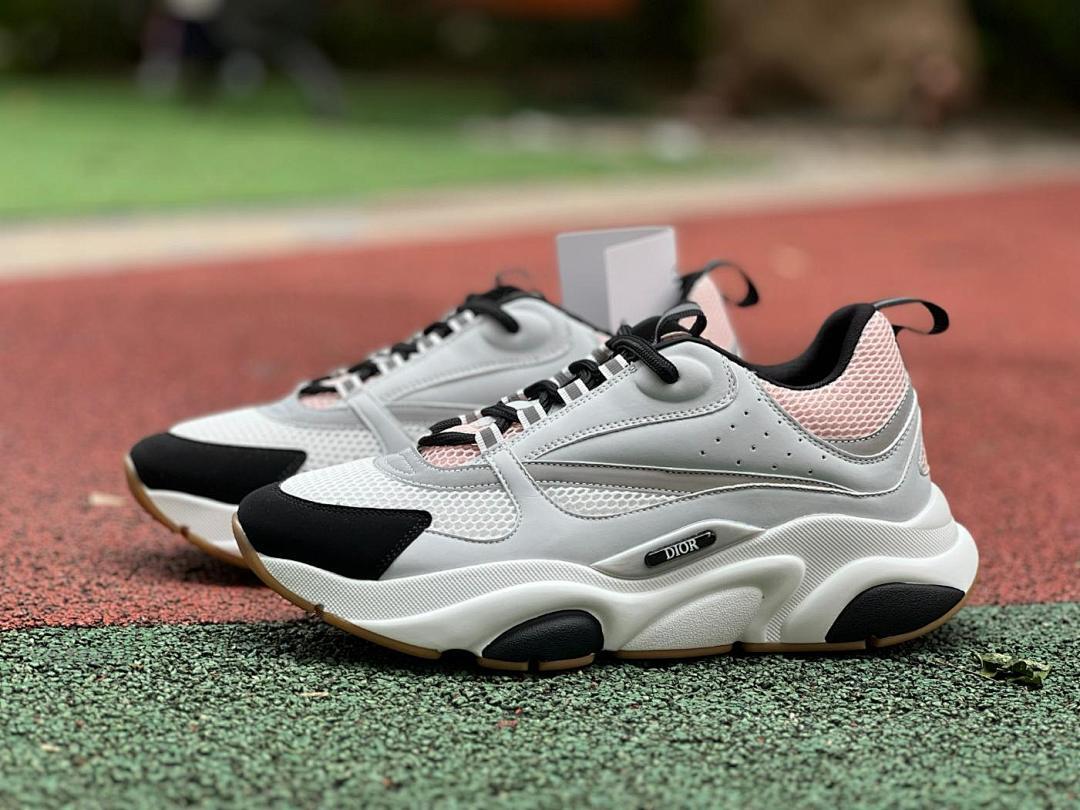 Dior B22 Sneaker White, Black and Pink Technical Mesh and Calfskin 3SN225YRP_H065