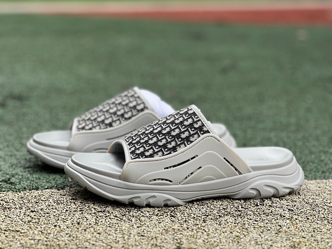 Dior Atlas Slide Sandal Grey Dior Oblique 3SA103ZLP_H800