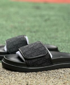 Dior Atlas Slide Sandal Black Dior Oblique Jacquard 3SA094ZGM_H961