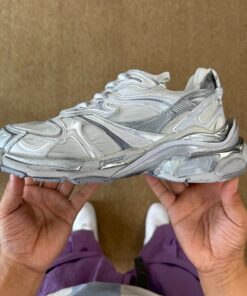 Balenciaga Runner Sneaker White Silver Distressed 677403 W3CP2