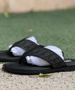 Dior Atlas Thong Sandal in Black Dior Oblique Jacquard