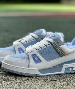 Louis Vuitton LV Trainer Sneaker White and Pastel Blue
