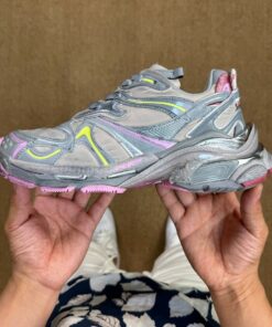 Balenciaga Runner Trainers Grey Yellow Pink