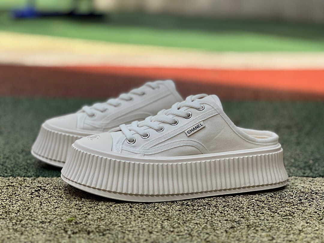 CHANEL Canvas Platform Mules G39540