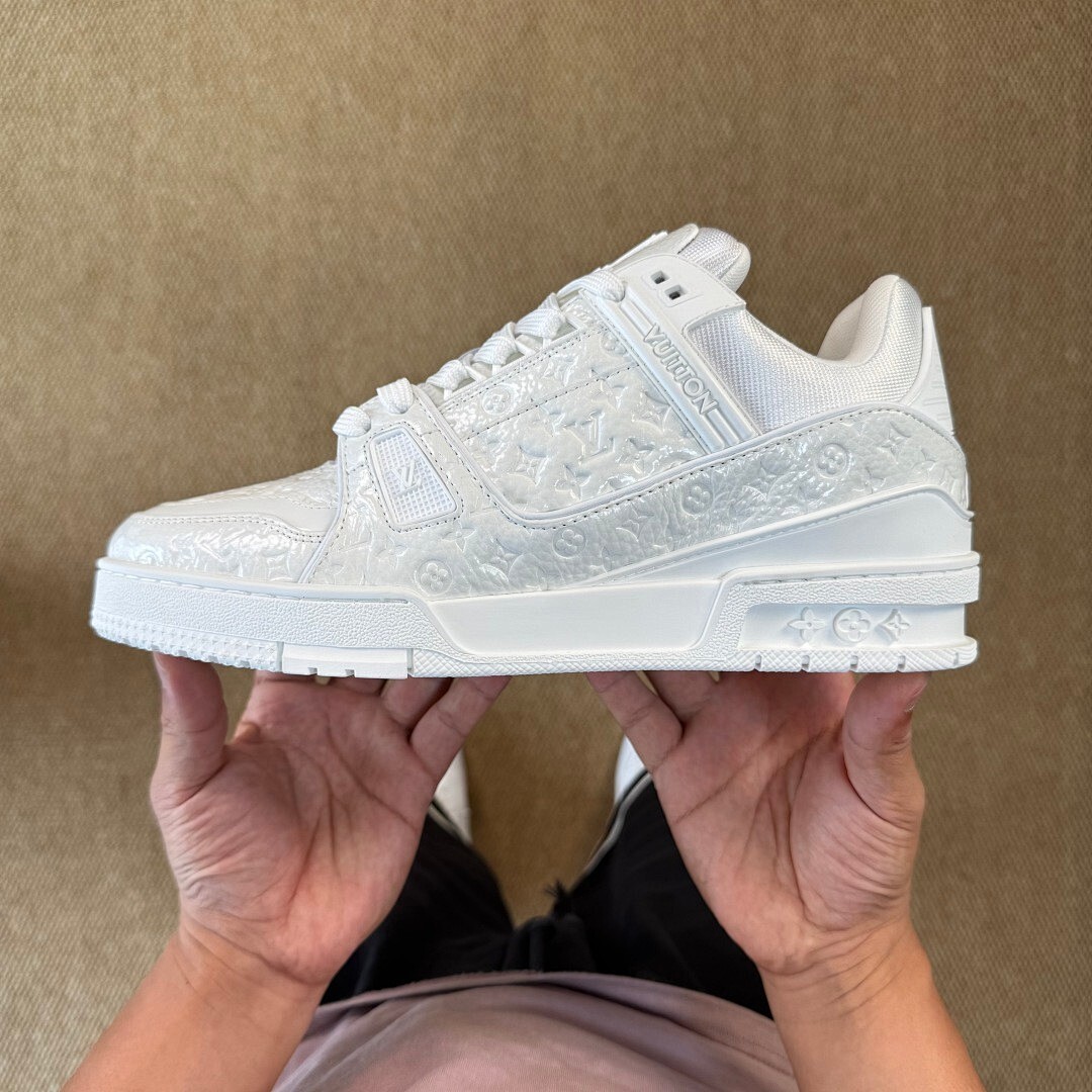 Louis Vuitton LV Trainer Sneaker White Monogram Embossed