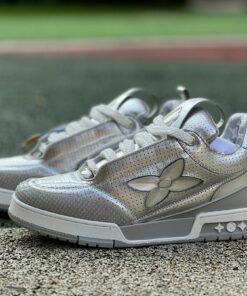 Louis Vuitton LV Trainer Low Top Sneaker Silver Perforated Calf Leather M20721