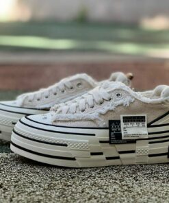 AVSESLSR AVB Distressed Canvas Platform Low Top Sneakers