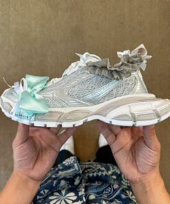 Balenciaga Runner Mesh and Nylon Trainers White Silver