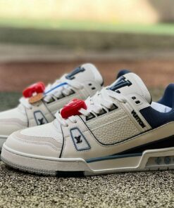 LV Trainer Sneaker Ecru and Blue 1A9ZFN