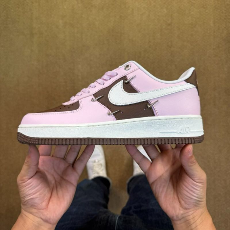 Nike Air Force 1 Low Pink Brown White Spike Studs