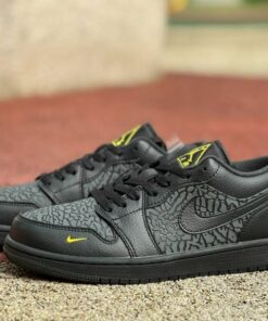 Air Jordan 1 Low SE "Elephant Print" Black Yellow Ochre DZ4130-007