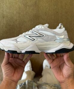 New Balance 9060 sneaker in a White and Metallic Silver
