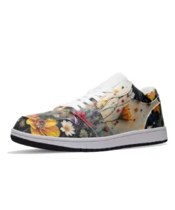 Boho Floral Low Top Leather Sneakers