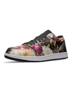 Floral Low Top Leather Sneakers for Women